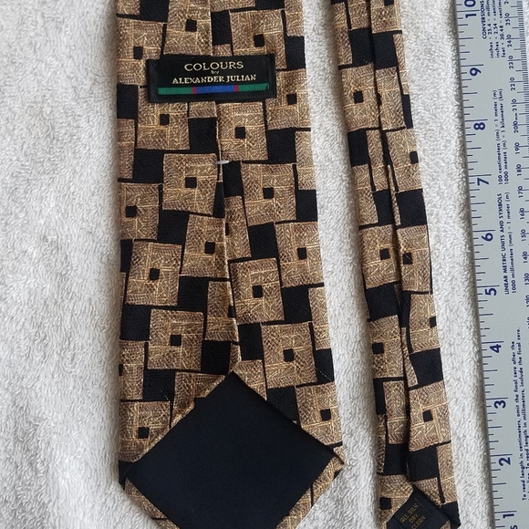 Colours by Alexander Julian Necktie / Suit Tie Black, Brown, Tan Square Pattern - Picture 9 of 14